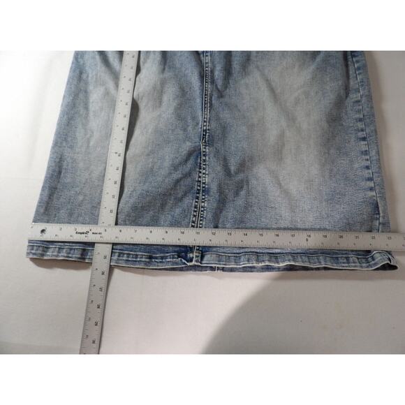 Wash Lab WL Jean Denim Skirt Size 34 Straight Star Blue Knee Slit Modest Light - Picture 13 of 15